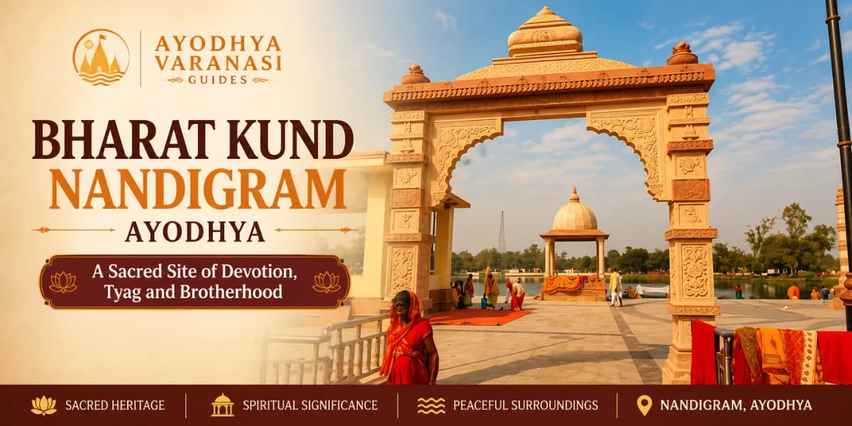 Bharat Kund at Nandigram, Ayodhya — the sacred tank where Bharat bathed daily through Lord Ram's fourteen-year exile