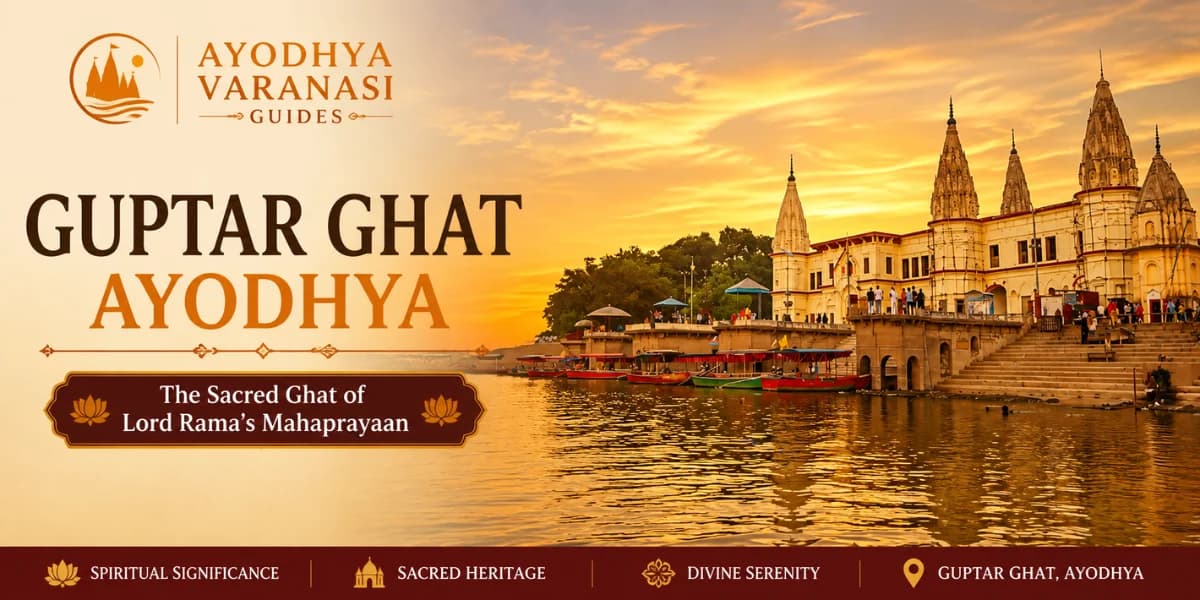 Guptar Ghat, Ayodhya — the tranquil Saryu riverfront where Lord Ram is believed to have taken Jal Samadhi