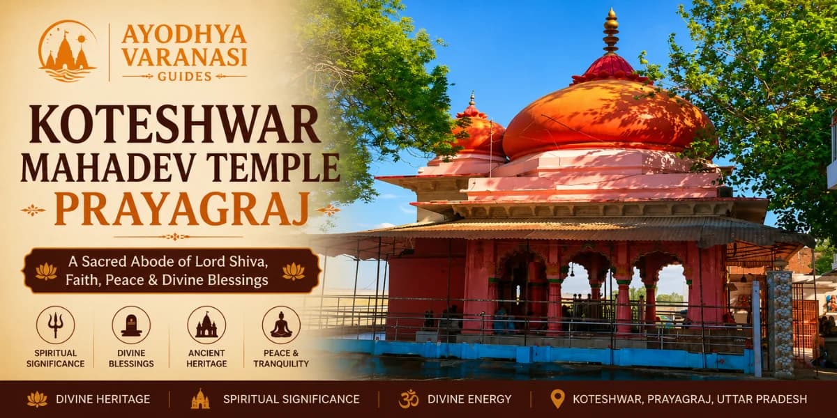 Koteshwar Mahadev Temple at Shivkuti, Prayagraj — the ancient Shiva temple on the banks of the Ganga