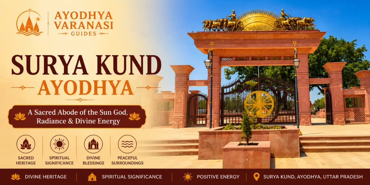 Surya Kund and the Sun temple at Darshan Nagar, Ayodhya — the sacred tank of the Suryavanshi kings of the Ikshvaku dynasty