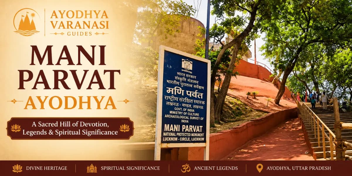 Mani Parvat, Ayodhya — the 65-foot sacred mound linked to Hanuman's Sanjeevani mountain, with shrines on top