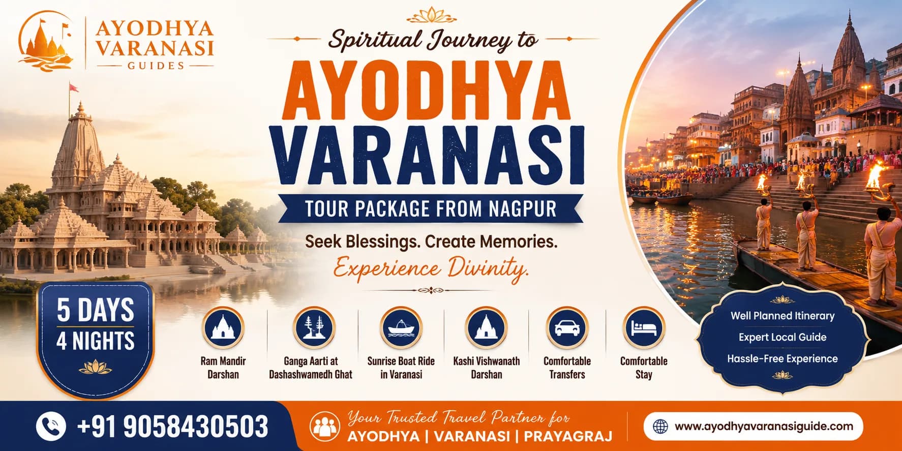 Ayodhya Varanasi Tour Package from Nagpur with Ram Mandir and Ganga Aarti